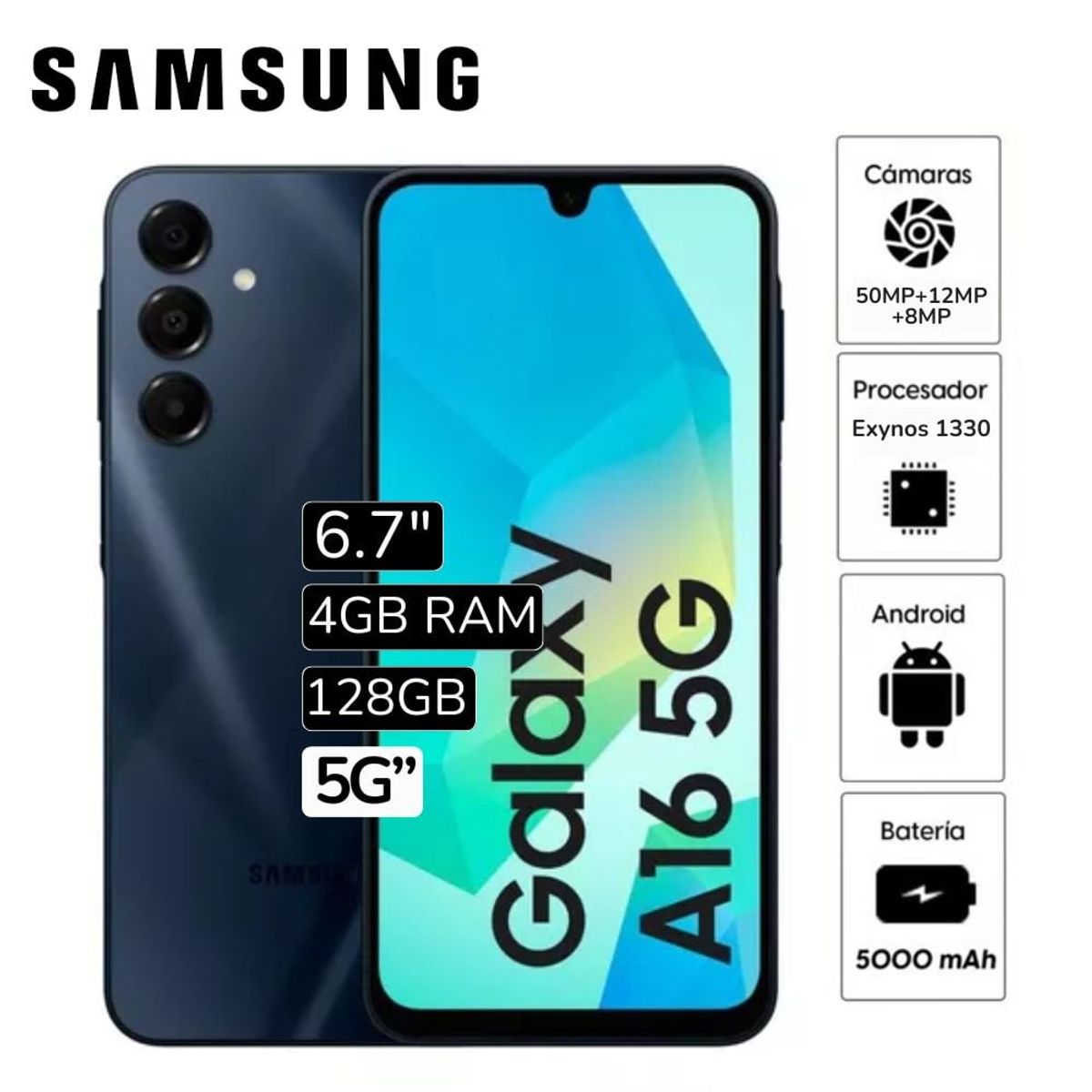 SAMSUNG - Celular Samsung Galaxy A16 5G"  4GB RAM 128GB - Azul