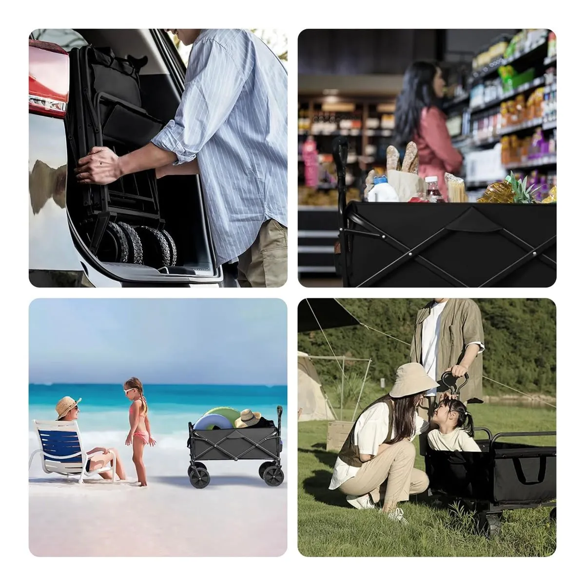 GENERICO - Carrito Mesa De Camping Playa Plegable Multiuso Negro