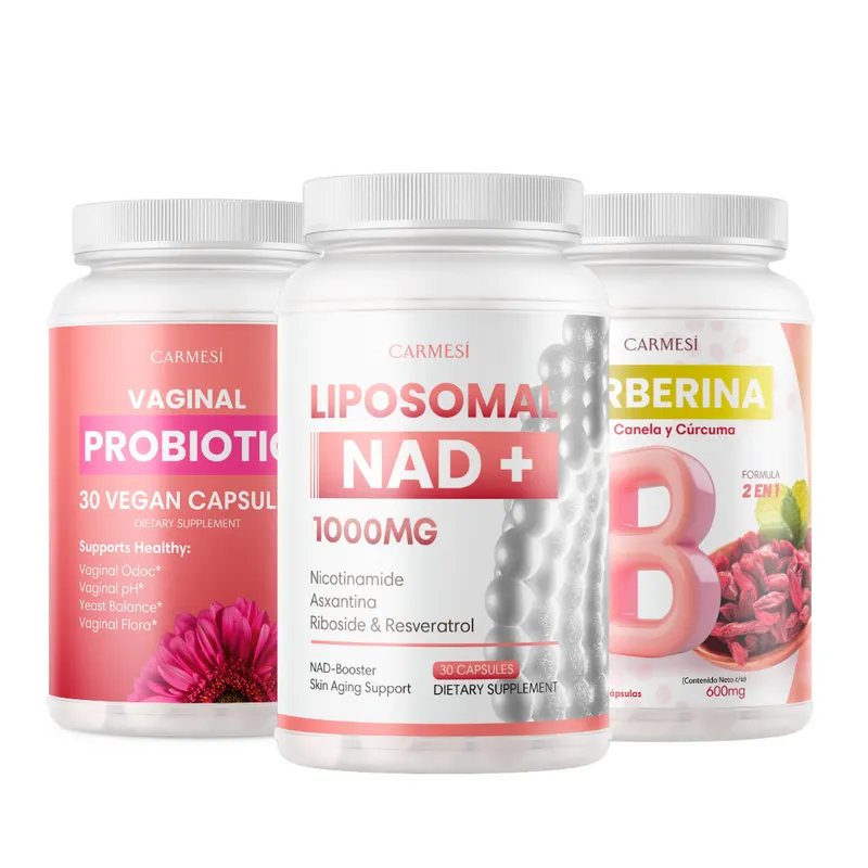 OEM - Pack Rejuvenetece NeverAge LIPOSOMAL NAD+ 1000MG + RESVERATROL Berberina Carmesí Probioticos Vaginales