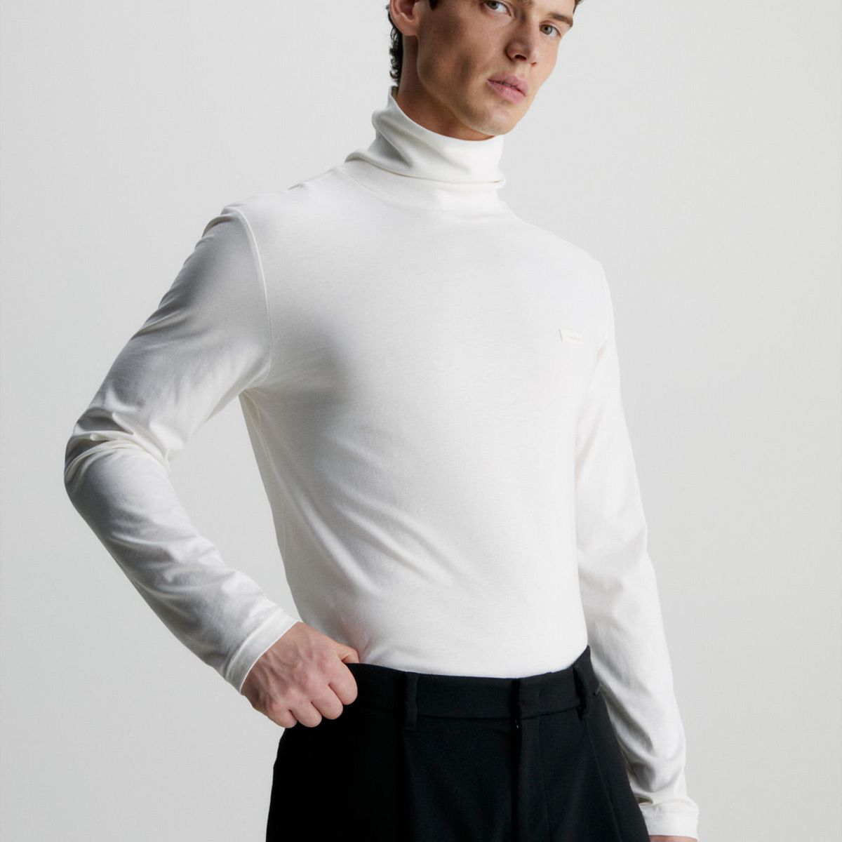 CALVIN KLEIN - CAMISETA SMOOTH COTTON ROLL NECK
