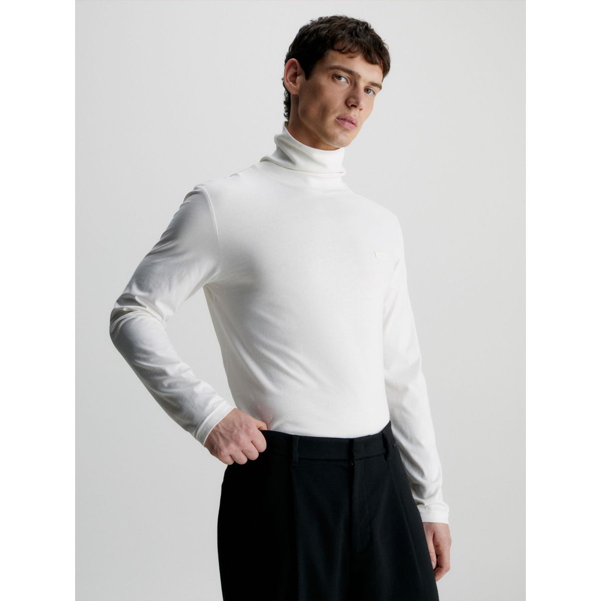 CALVIN KLEIN - CAMISETA SMOOTH COTTON ROLL NECK