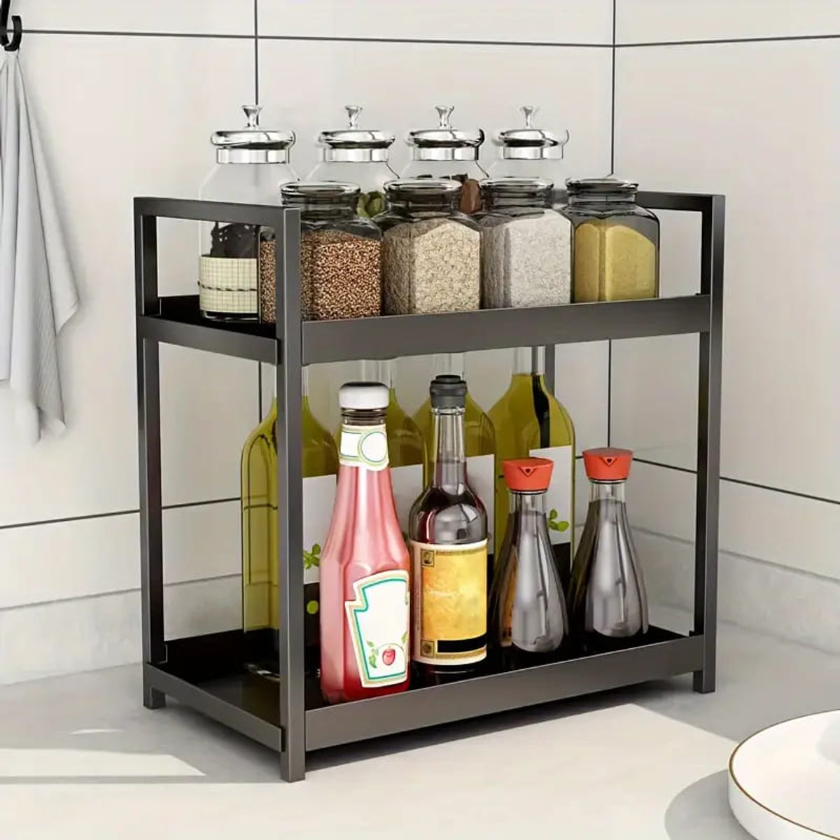 MEGIMPERU - Organizador Estante Multifuncional de Acero Carbono para Cocina Baño