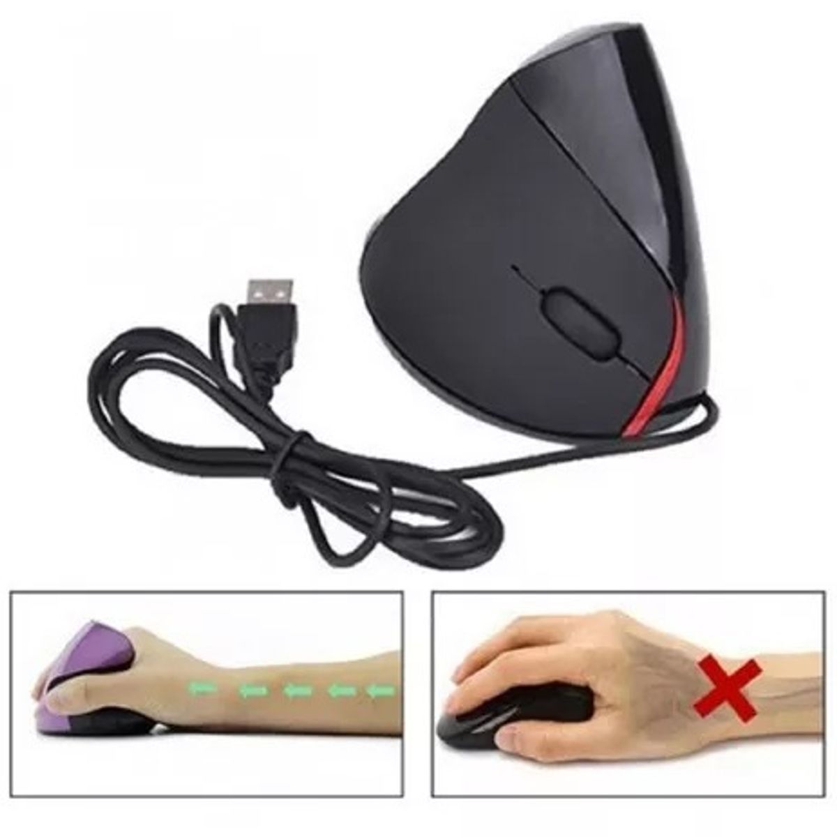 OEM - Mouse Vertical Plug and Play Optico Ergonomico con Cable USB