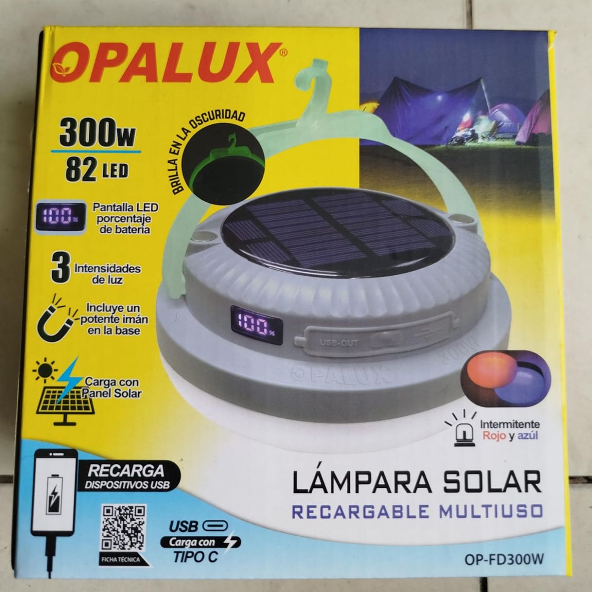 OPALUX - LÁMPARA PORTÁTIL RECARGABLE 300W