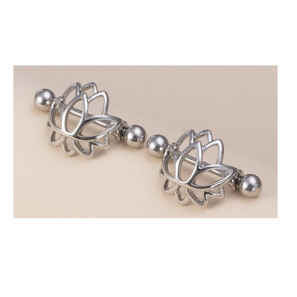 GENERICO - Piercing pezón nipple flor de loto plateado