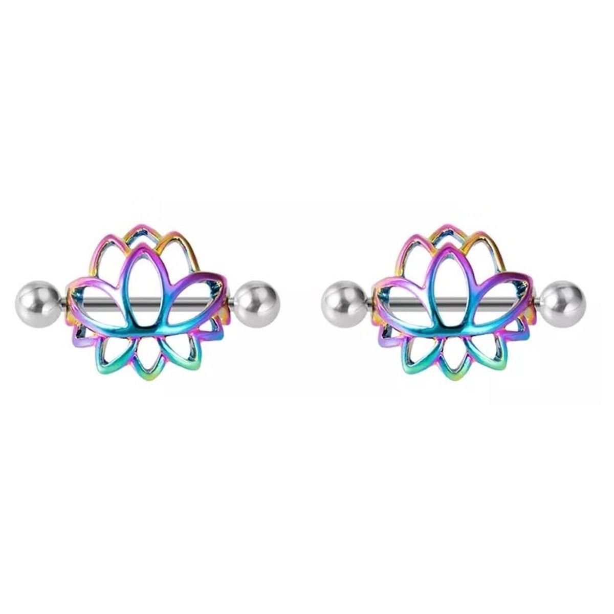 GENERICO - Piercing pezón nipple flor de loto multicolor