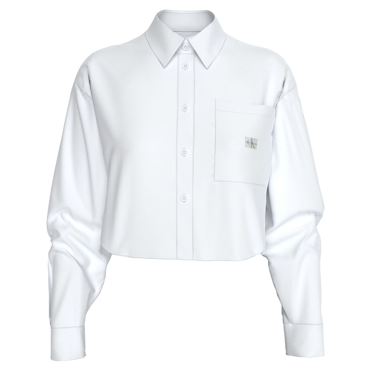 CALVIN KLEIN - BLUSA WOVEN LABEL CROPPED LS SHIRT