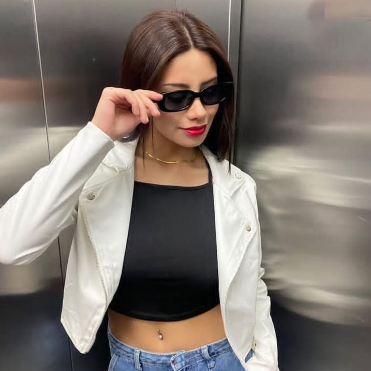 GENERICO - CASACA BIKER CUERINA CASUAL PARA MUJER