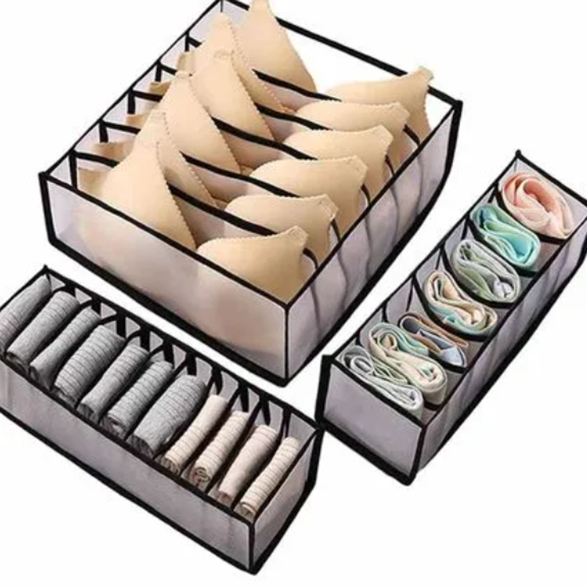 GENERICO - Set de 3 Organizadores De Ropa Interior Para Closet Negro