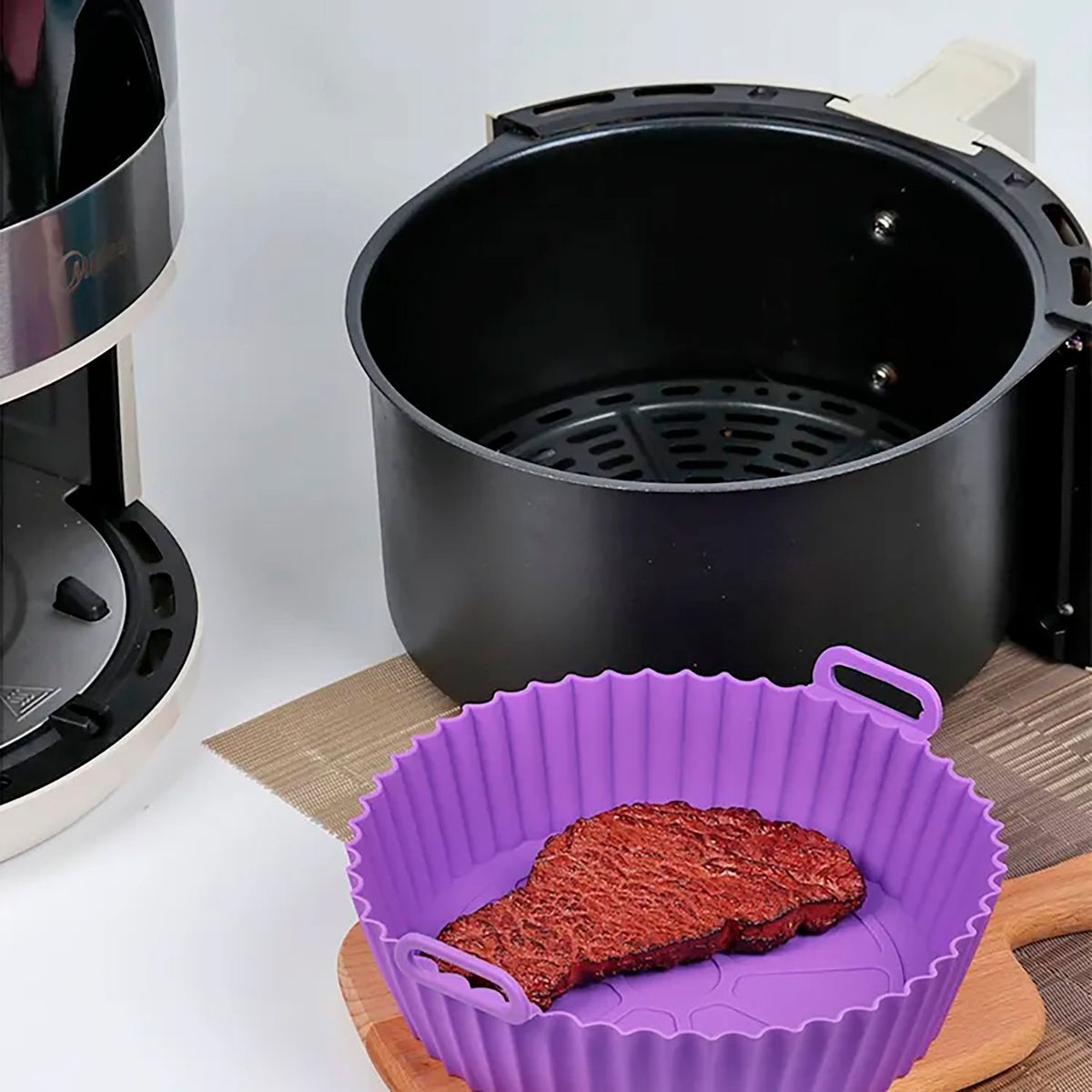 GENERICO - Pack 3 bandejas de silicona para freidora de aire sin aceite - Lila