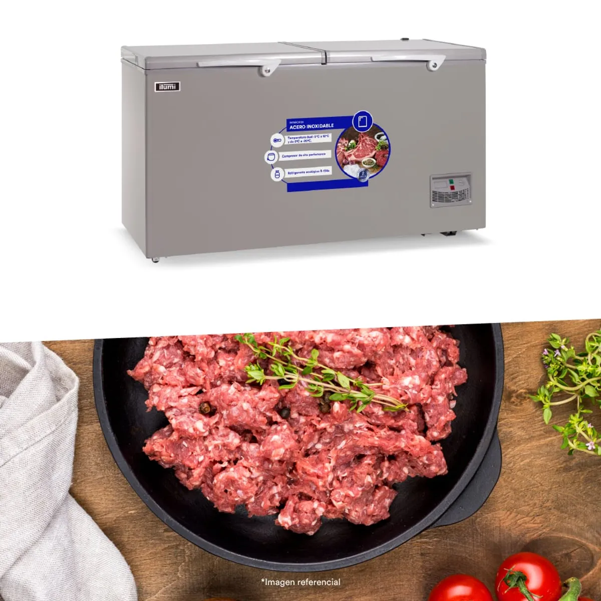 ILUMI - CONGELADOR DUAL ILUMI 440 LITROS BLANCA O GRIS