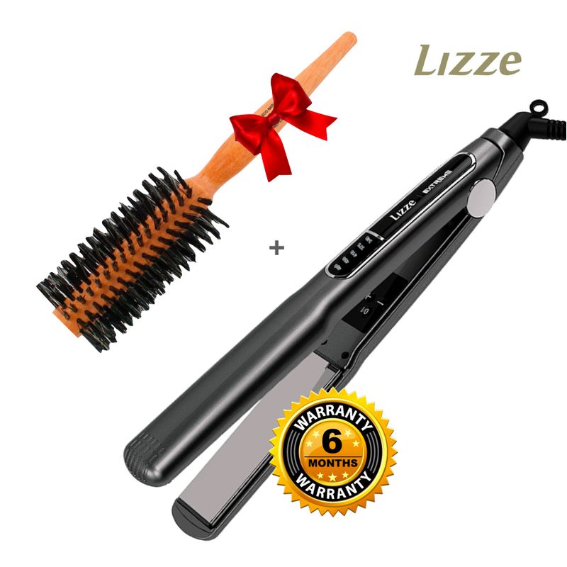 LIZZE - PLANCHA LIZZE EXTREME 480F + CEPILLO DE MADERA NATURAL N1