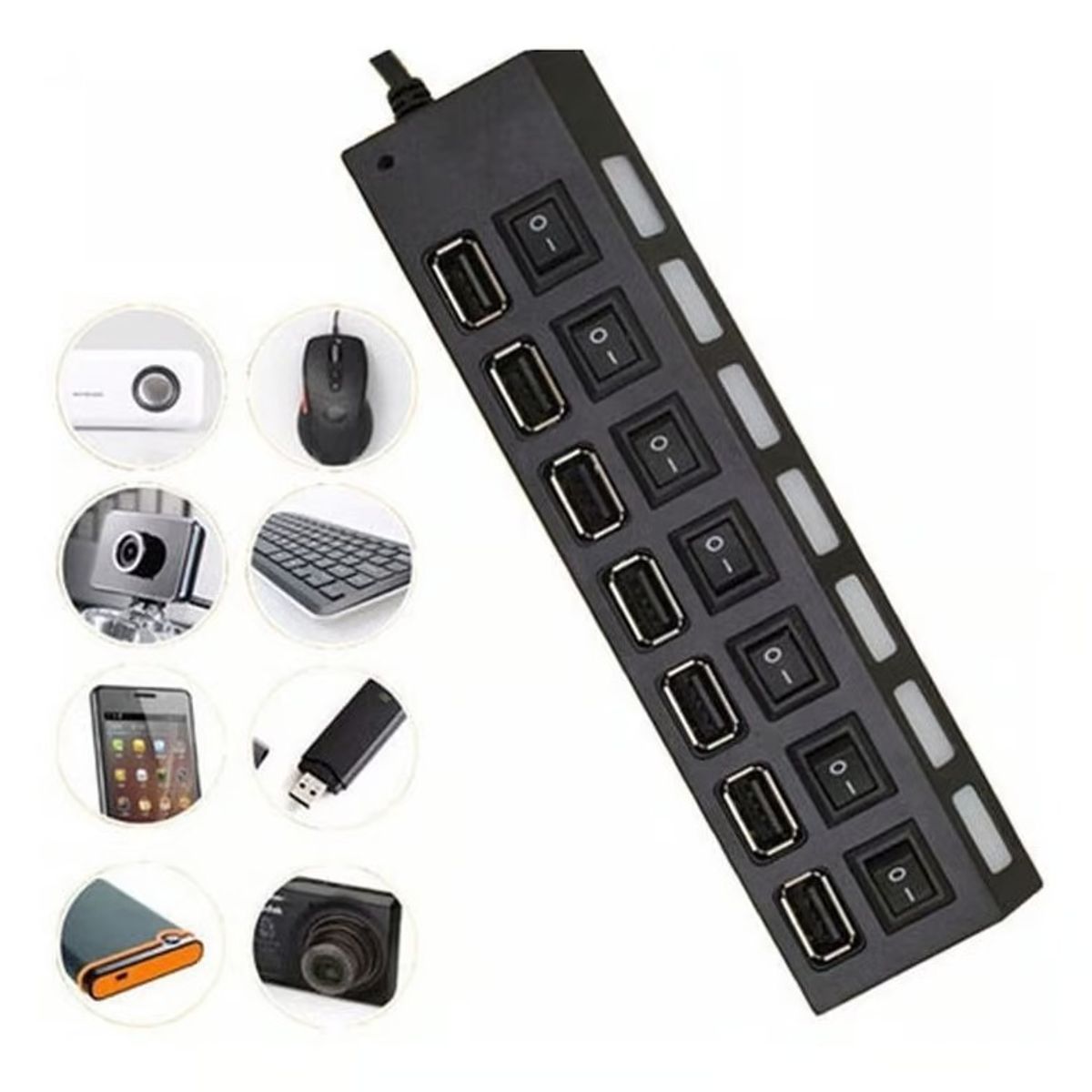 OEM - HUB Multipuerto USB con 7 Puertos Con Interruptor Independiente 480Mbp