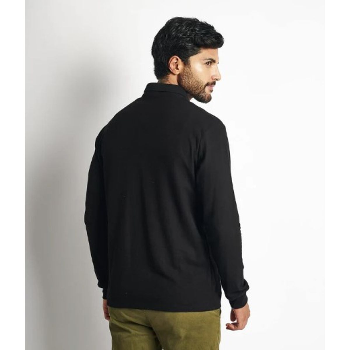 GENERICO - POLO CUELLO CAMISERO MANGA LARGA NEGRO