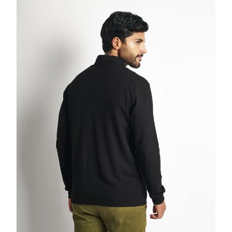 GENERICO - POLO CUELLO CAMISERO MANGA LARGA NEGRO