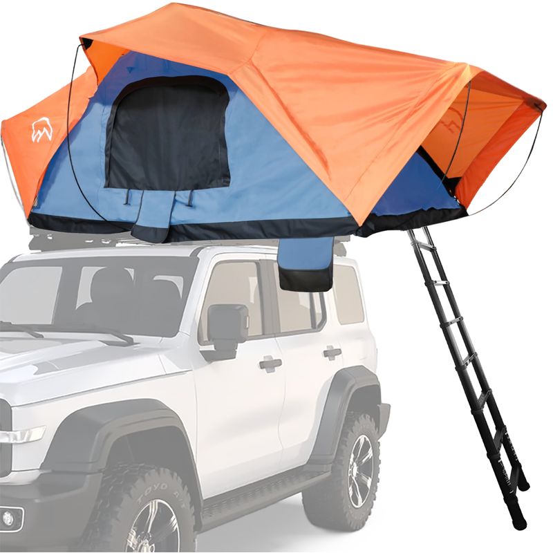 TERRA FORCE - Carpa de Techo Ranco 2-3 Personas Base Azul - Cubierta Naranja