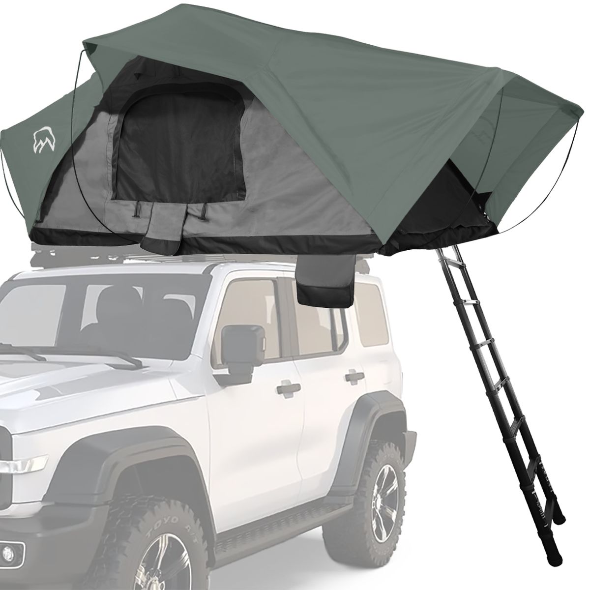 TERRA FORCE - Carpa de Techo Ranco 4-5 Personas Base Gris - Cubierta Verde Militar