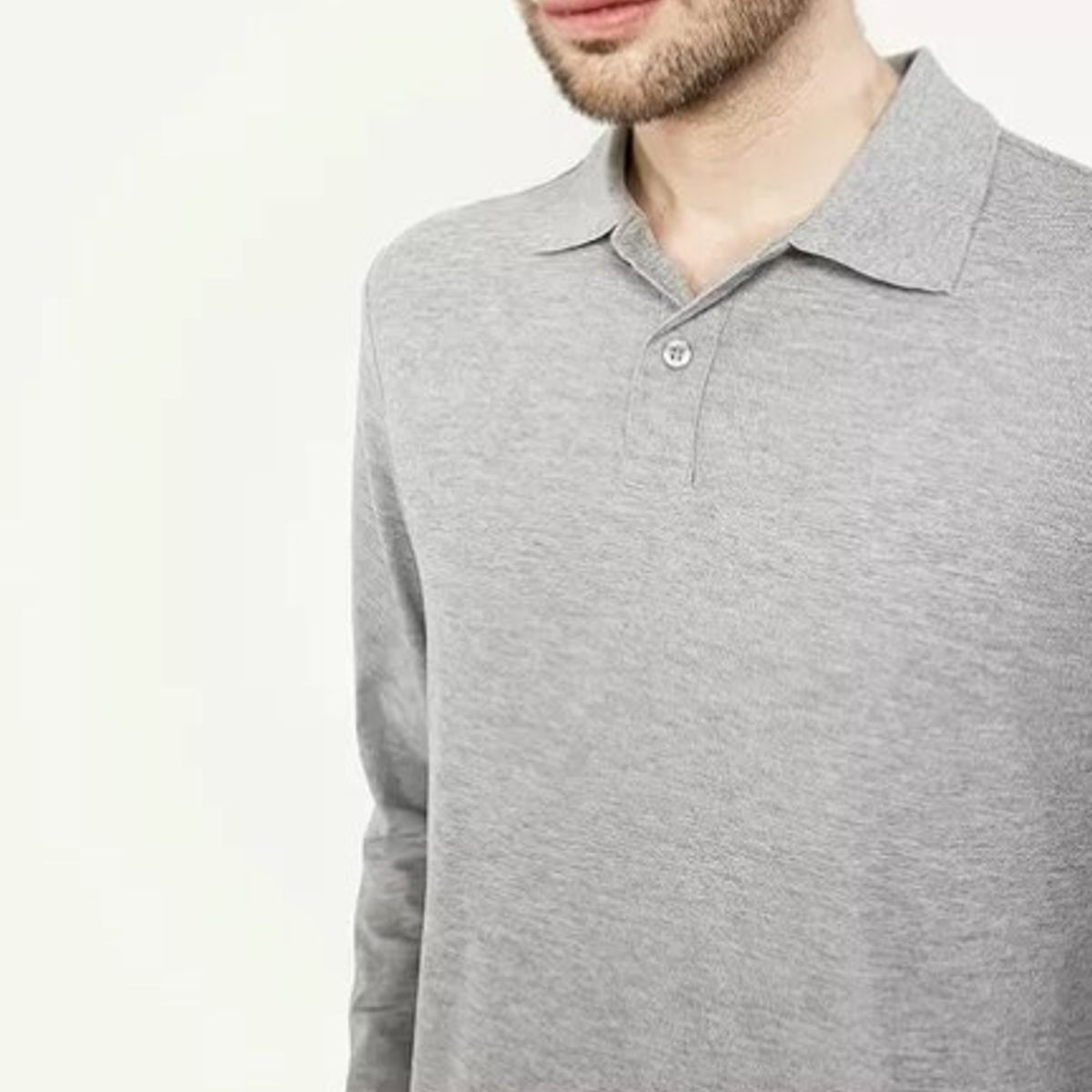 GENERICO - POLO CUELLO CAMISERO MANGA LARGA GRIS
