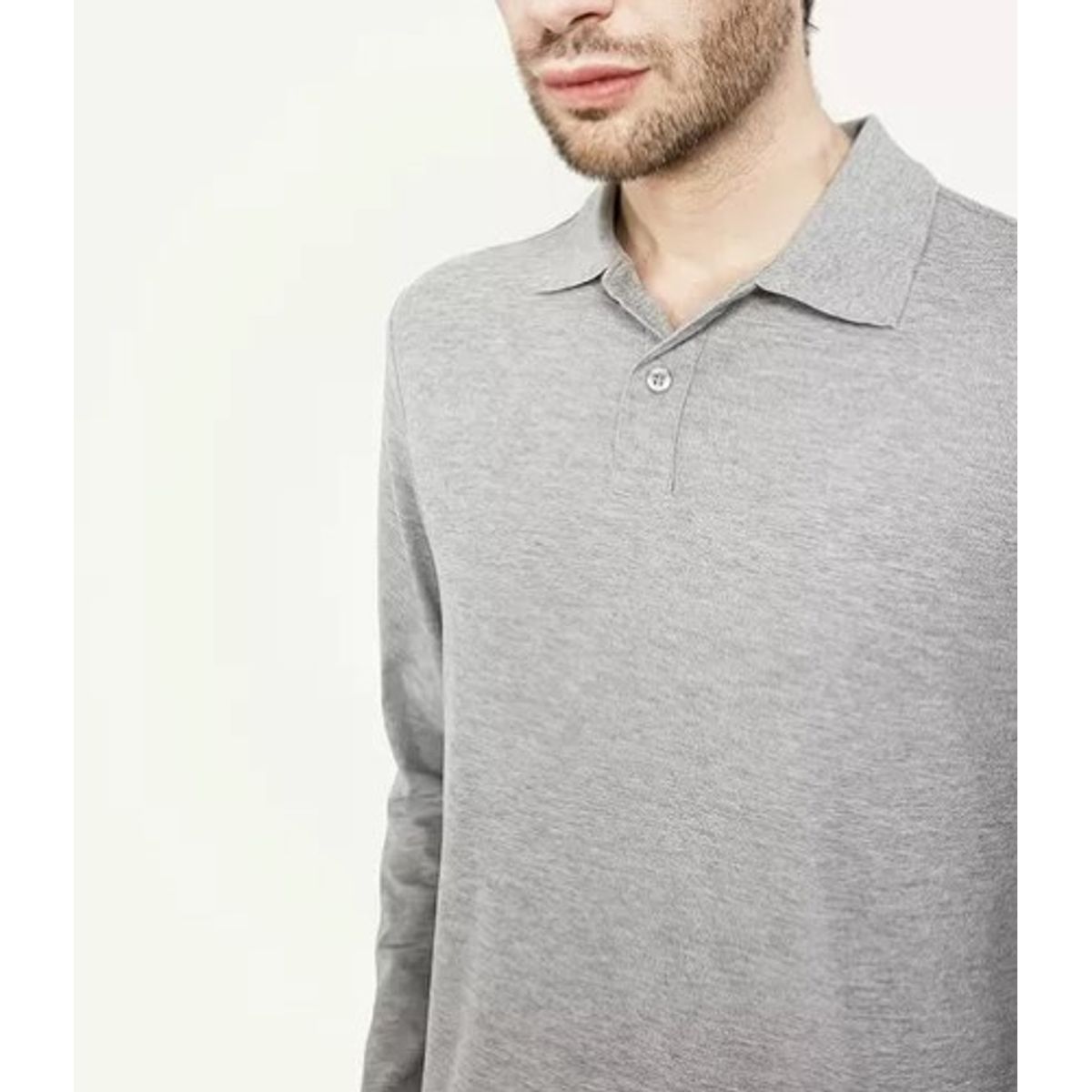 GENERICO - POLO CUELLO CAMISERO MANGA LARGA GRIS