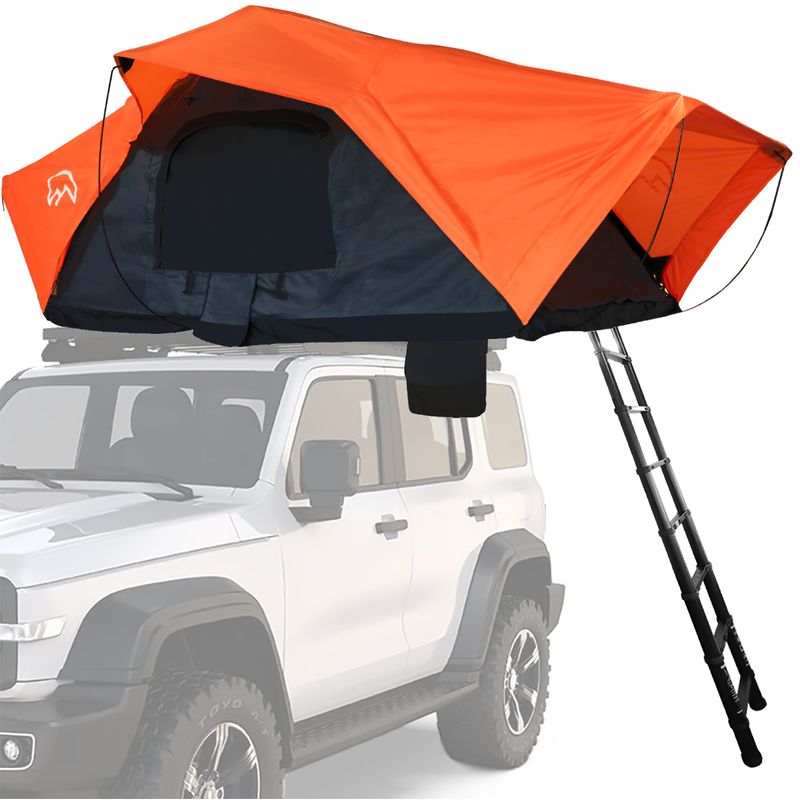 TERRA FORCE - Carpa de Techo Ranco 4-5 Personas Base Negro - Cubierta Naranja