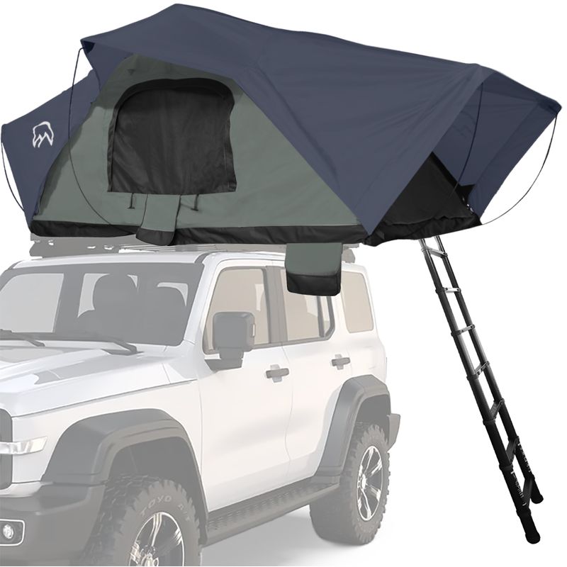 TERRA FORCE - Carpa de Techo Ranco 4-5 Personas Base Verde Militar - Cubierta Azul