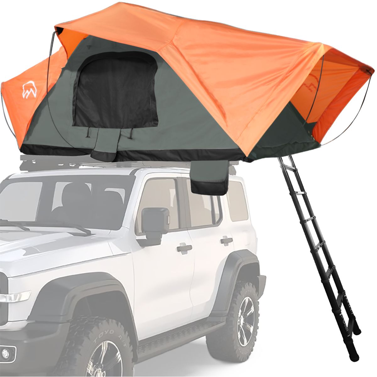 TERRA FORCE - Carpa de Techo Ranco 3-4 Personas Base Verde Militar - Cubierta Naranja