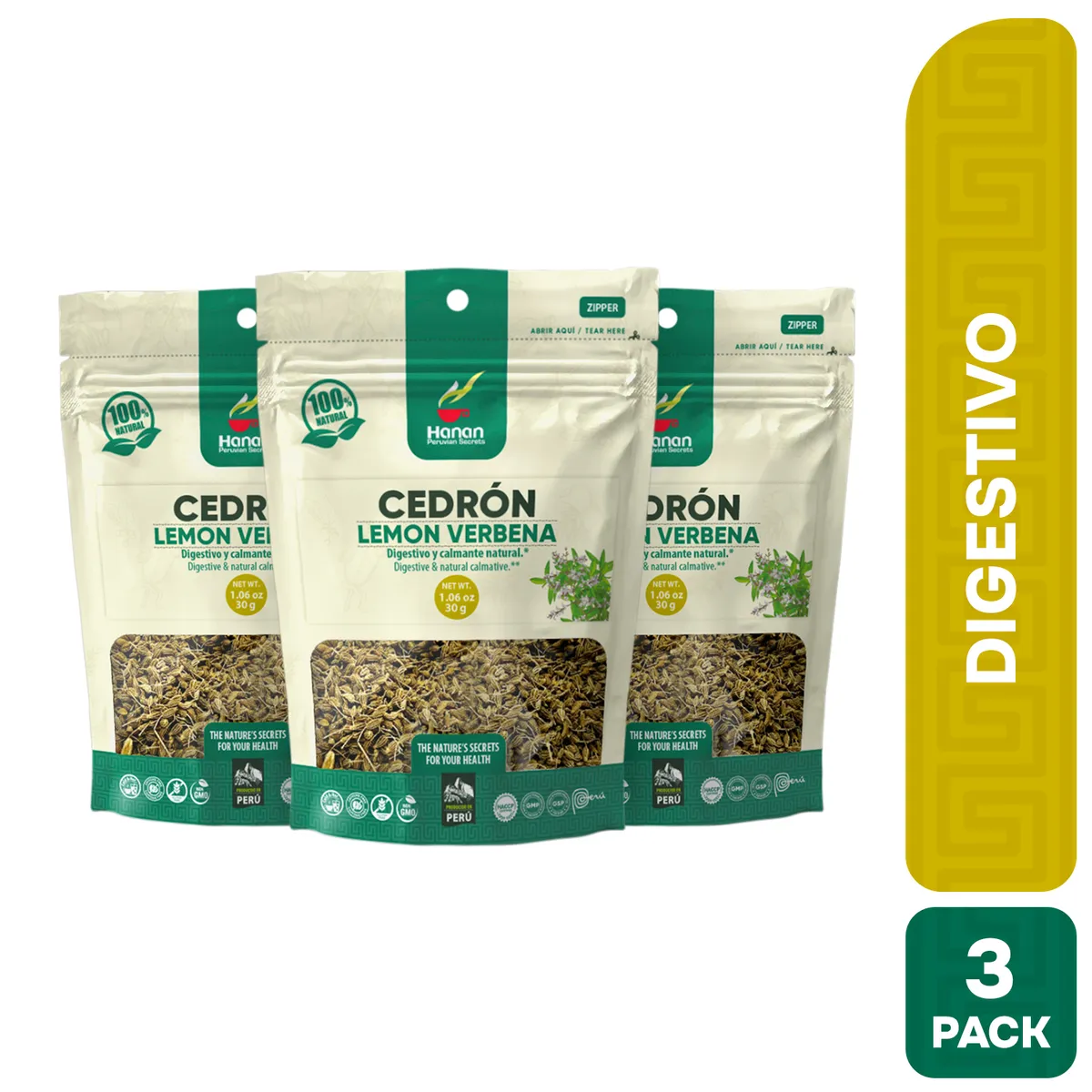 HANAN PERUVIAN SECRETS - Cedrón Infusión Hanan Tripack 30 gr