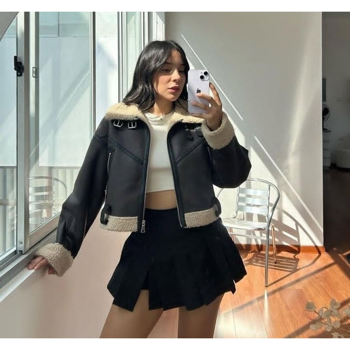 GENERICO - FALDA SHORT PLISADA CON ABERTURA PARA MUJER