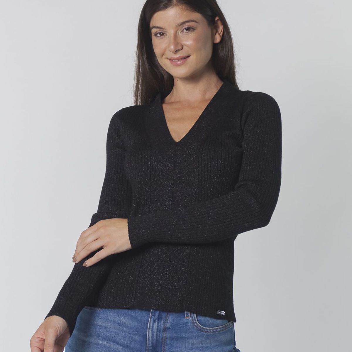 CALVIN KLEIN - SWEATER METALLIC V-NECK