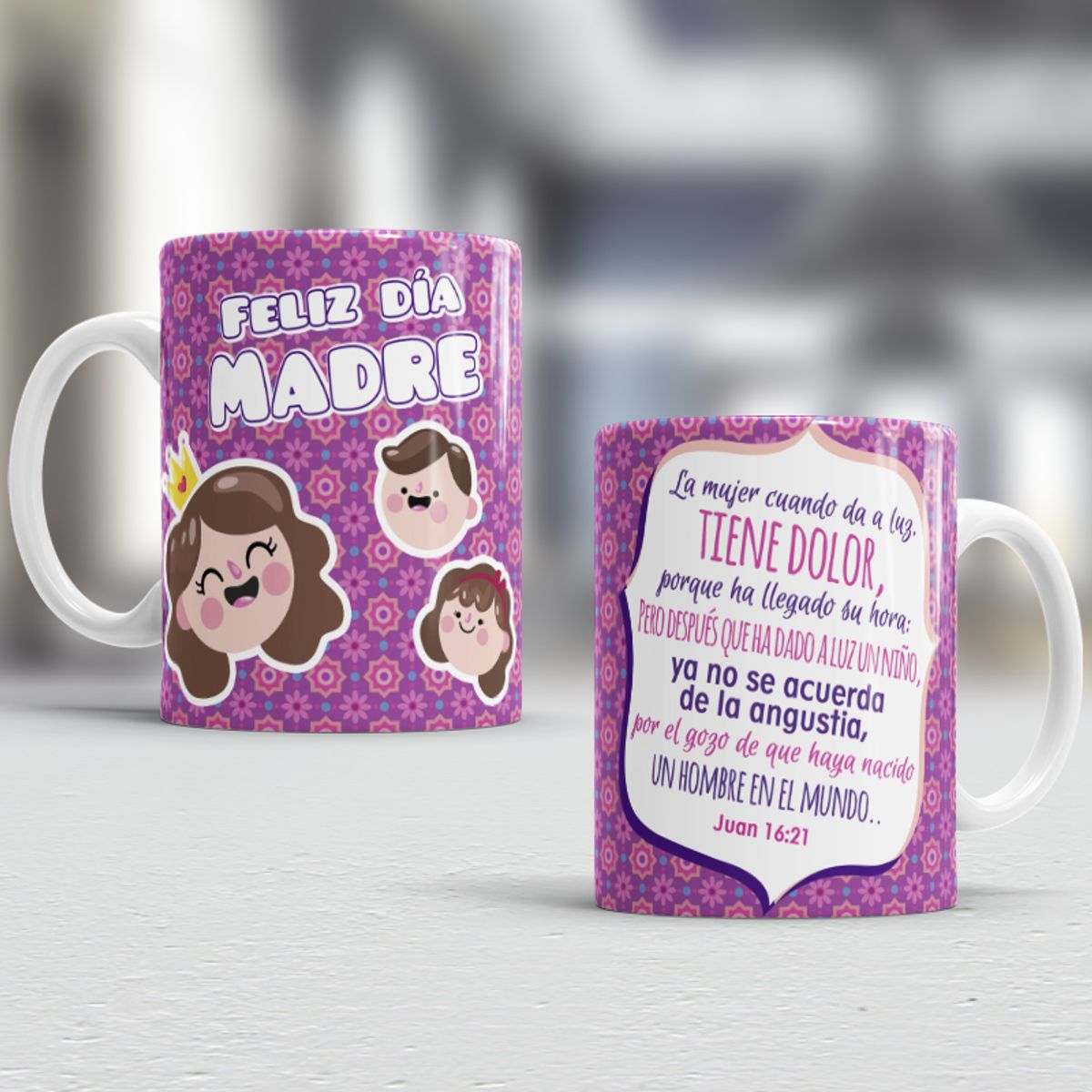 GENERICO - Taza de loza con diseño Día de la Madre 11oz