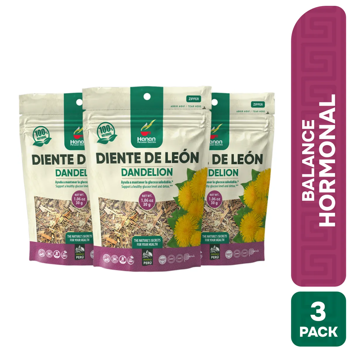 HANAN PERUVIAN SECRETS - Diente de León Infusión Hanan Tripack 30 gr