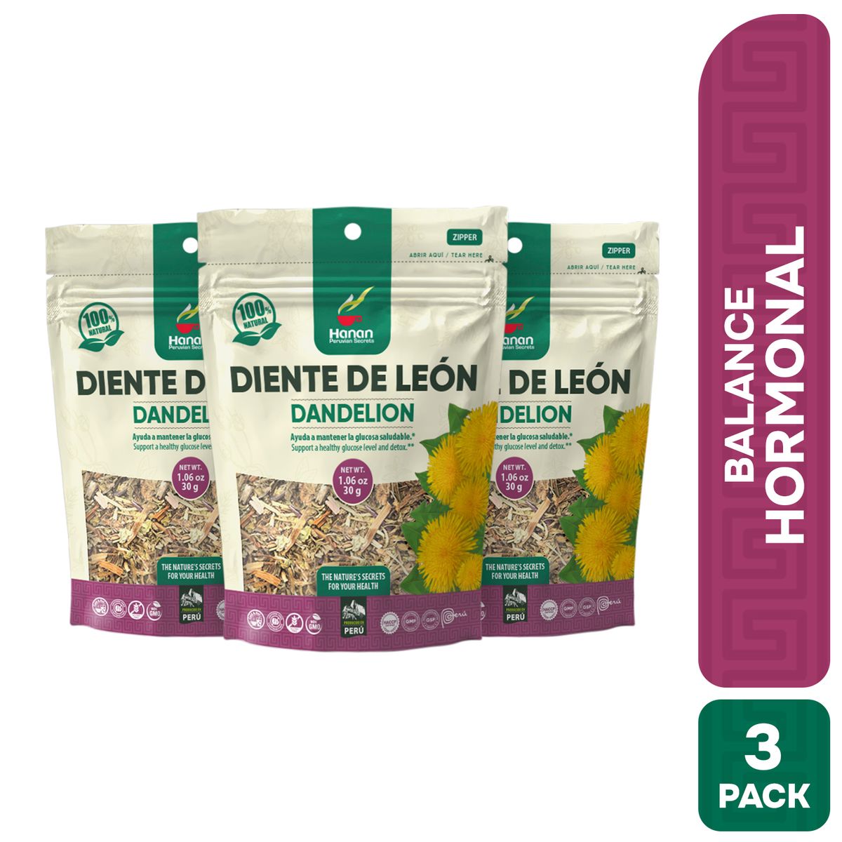 HANAN PERUVIAN SECRETS - Diente de León Infusión Hanan Tripack 30 gr
