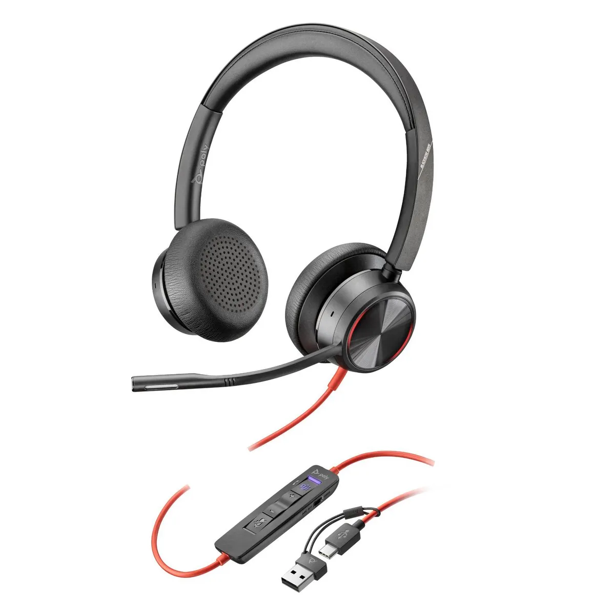 HP - Auriculares estéreo USB-C Poly HP Blackwire 8225