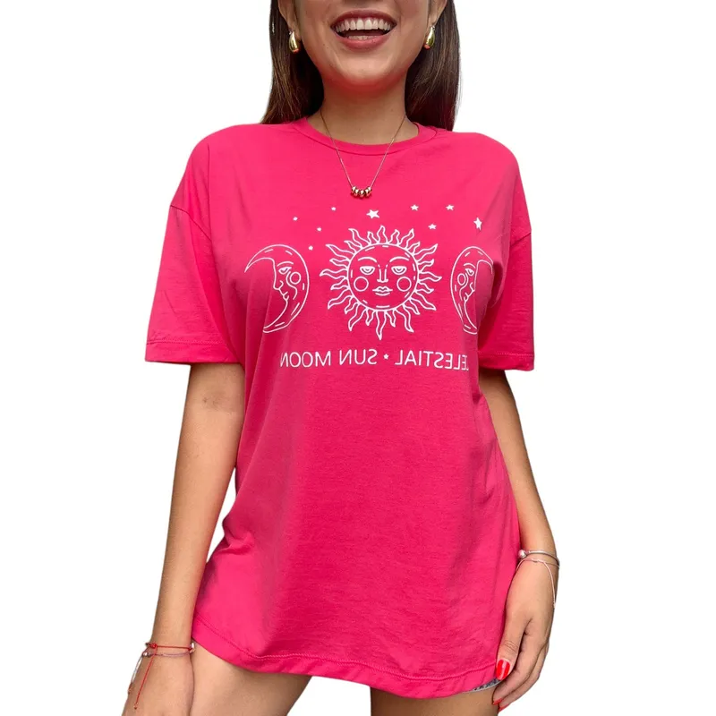 ENGELL - Polo Oversize Sun Moon Fucsia