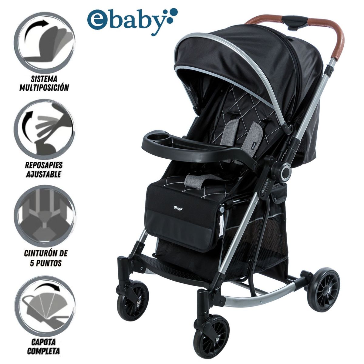 EBABY - Coche Mecedora de Lujo BOUNCY Black