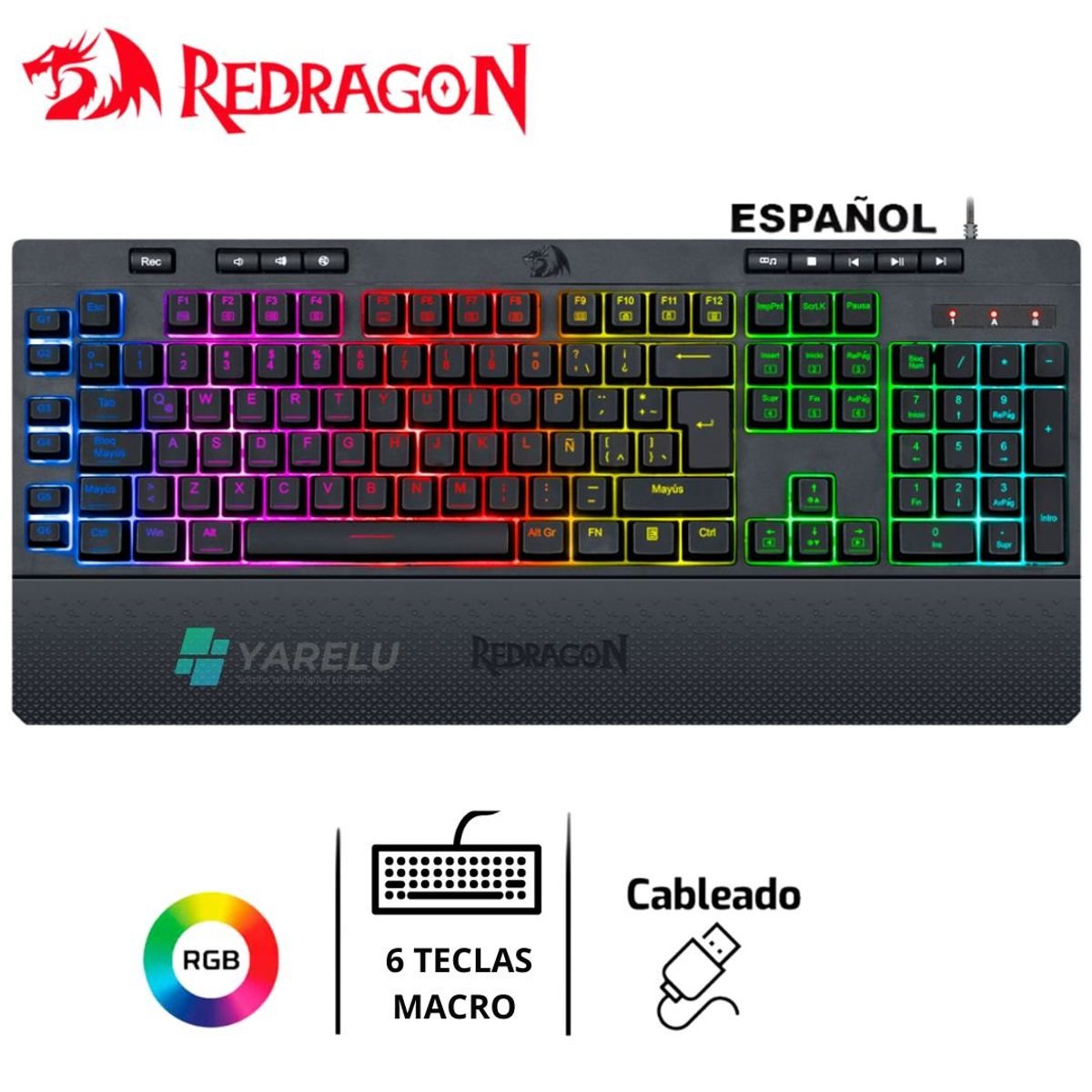 REDRAGON - Teclado SHIVA Semi Mecánico Gamer Redragon  K512RGB-SP