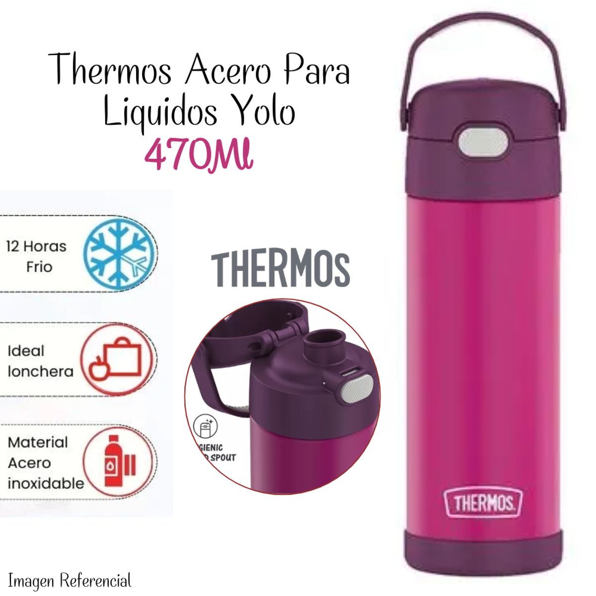 THERMOS - Tomatodo Yolo Termo Térmico de Acero Thermos 470ml - Morado