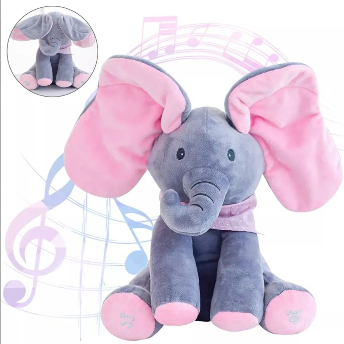 GENERICO - Peluche Elefante Eléctrica Juguetes Bebes Orejas Plegable