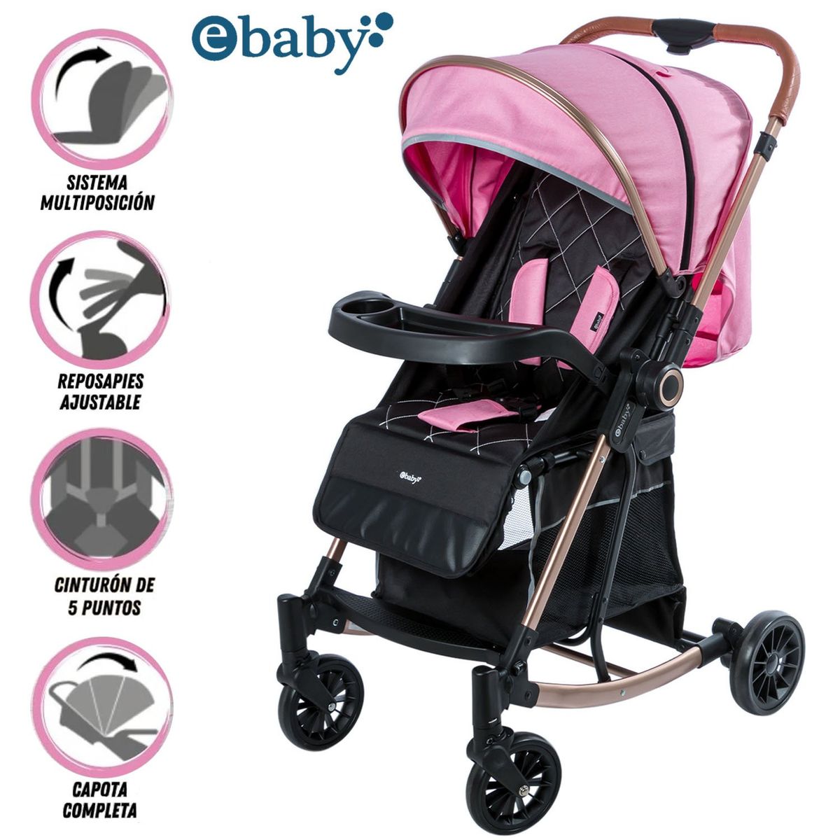 EBABY - Coche Mecedora de Lujo BOUNCY Pink