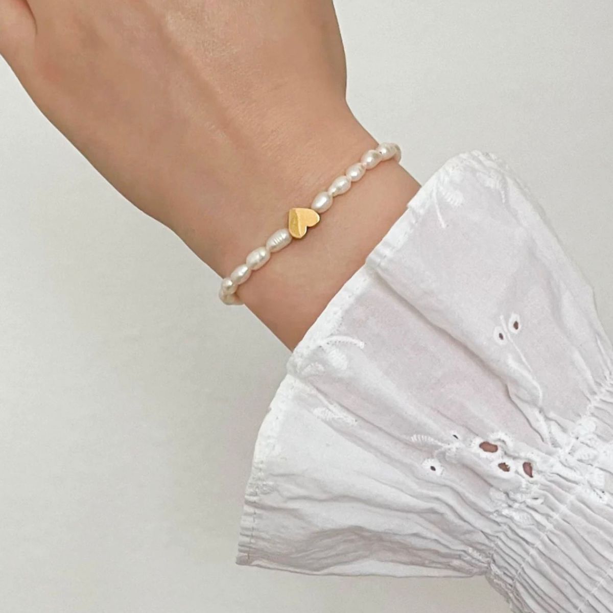 GENERICO - Pulseras de perlas naturales de río con corazón - Naif Jewelry Peru