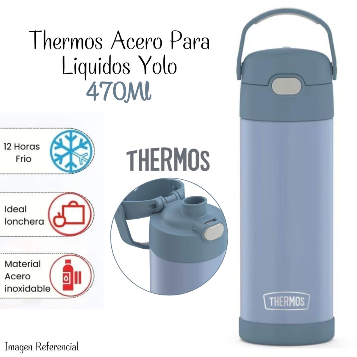 THERMOS - Termo Thermos Yolo Acero 470ml -  Azul Demin