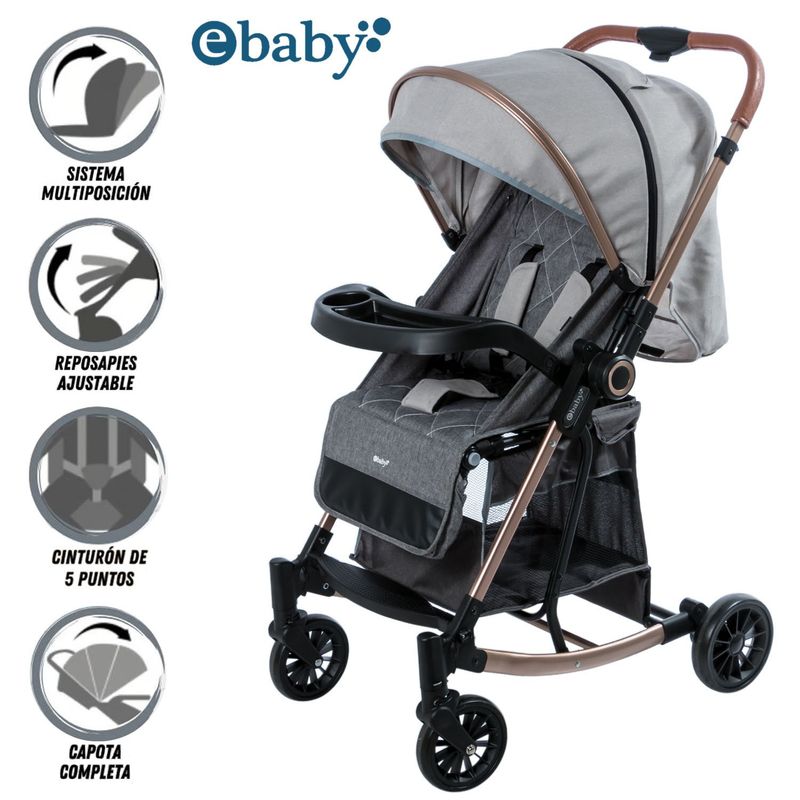 EBABY - Coche Mecedora de Lujo BOUNCY Light Gray
