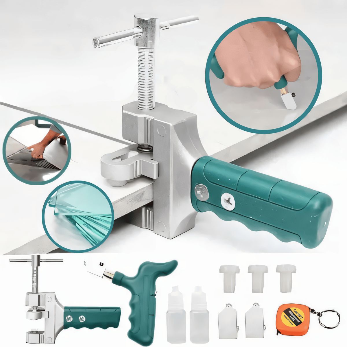 ROSH - Cortador de Vidrio + Set de 2 Llaves Francesas Multiuso