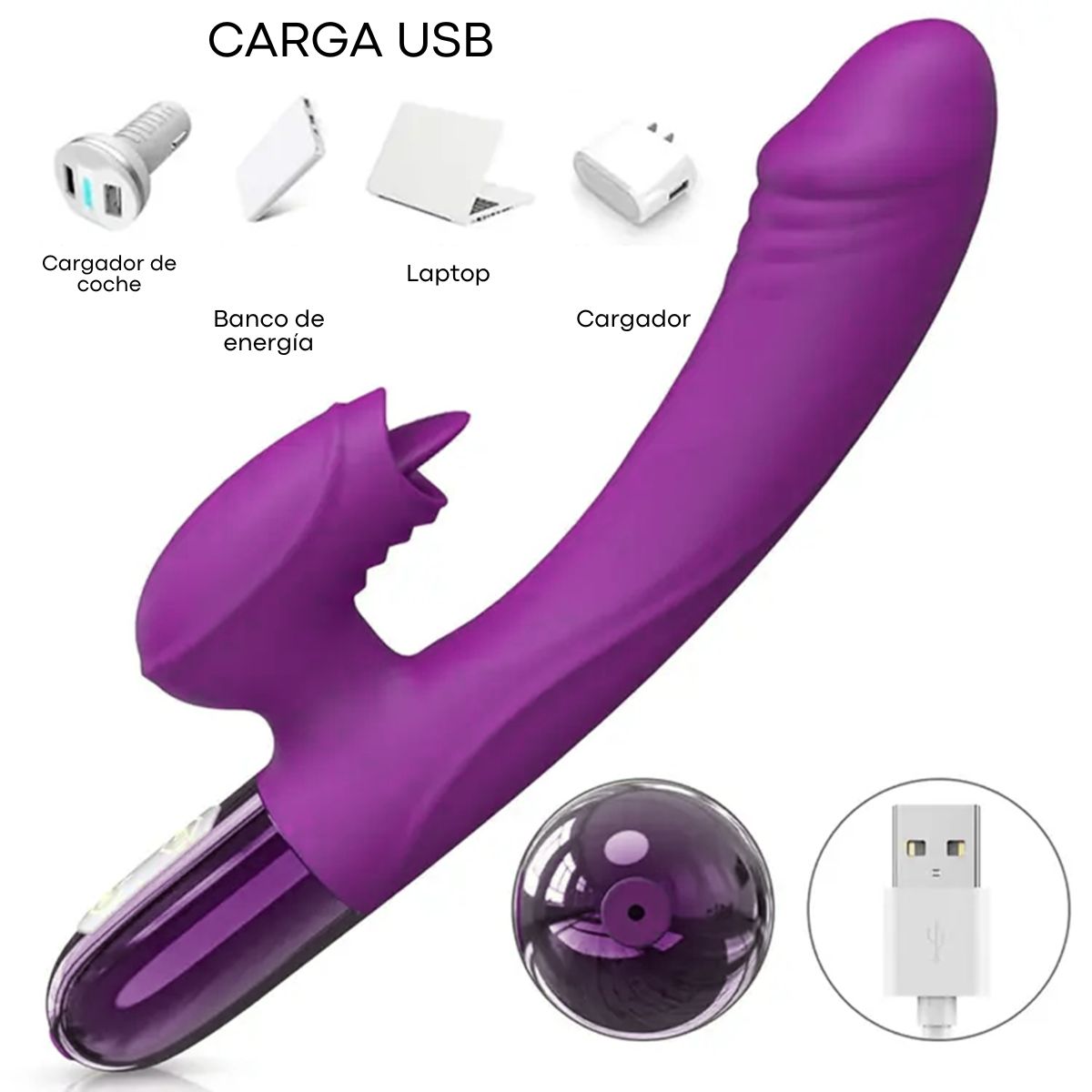 GENERICO - Vibrador Duo Estimulador Punto G 2 En 1-Morado