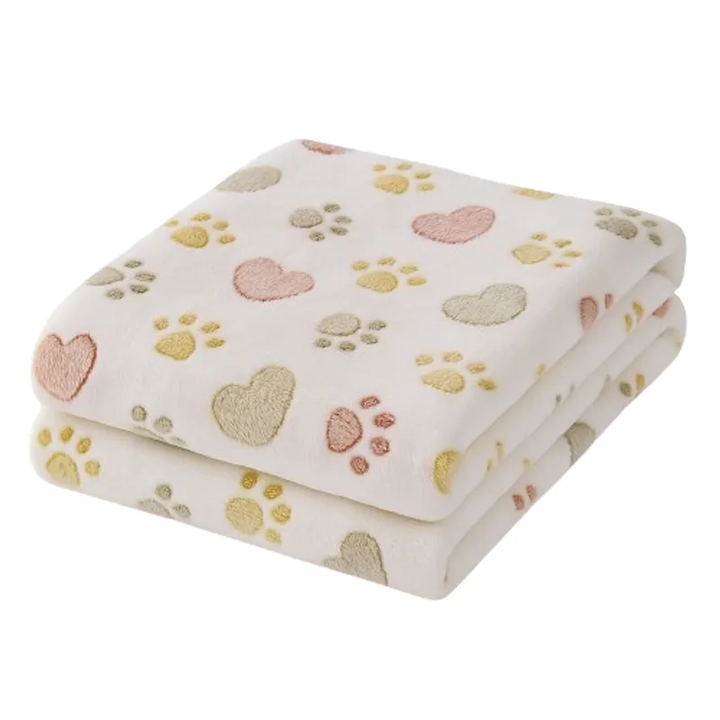 IDEAS PERFECTAS - Frazada Ideas Perfectas Blanco Huellitas Felpa