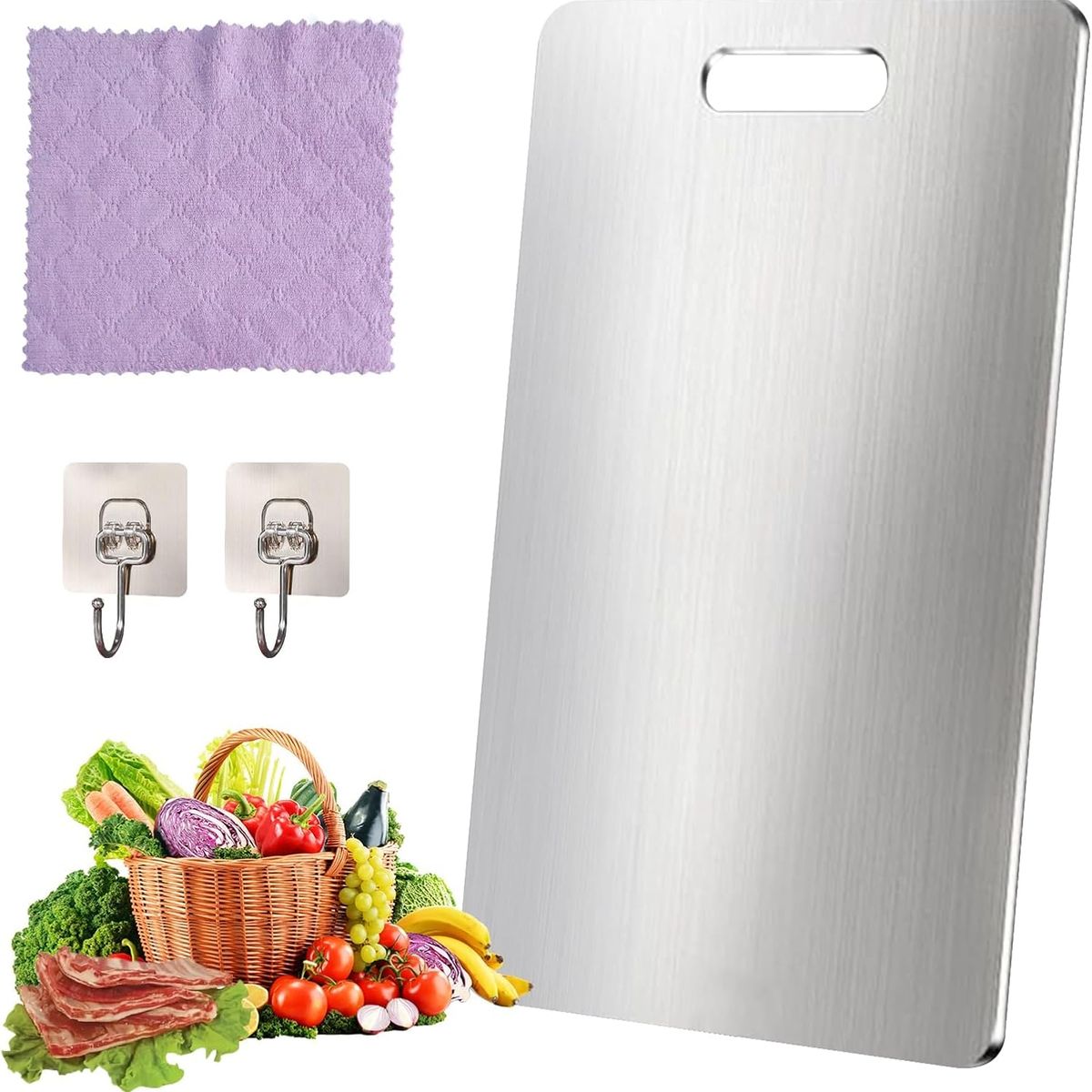 GENERICO - Tabla de picar en acero inoxidable 30cm x 23.5 cm, espesor 1.2 mm