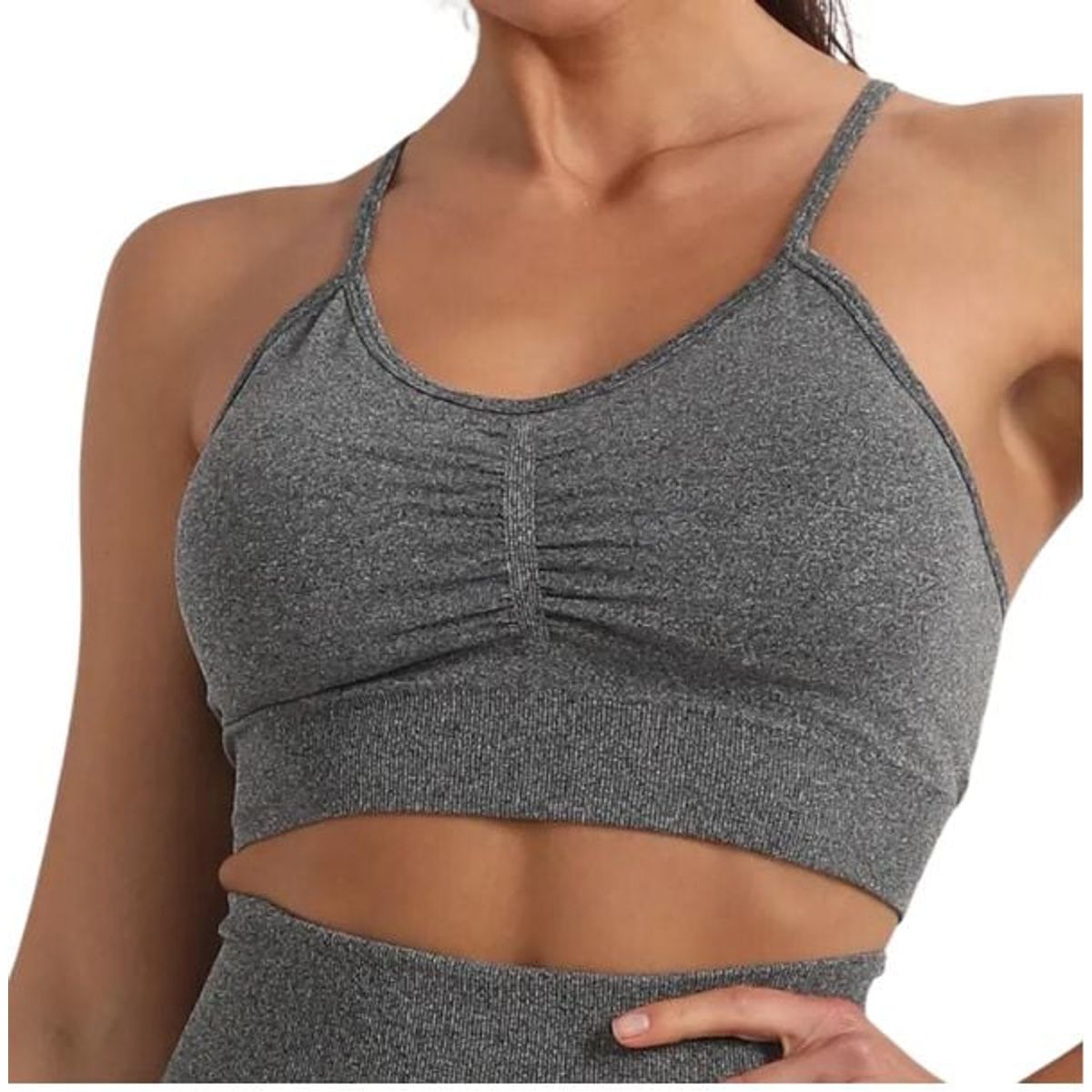 GENERICO - Top deportivo sin costuras scrunch mujer - Ropa deportiva gym - yoga