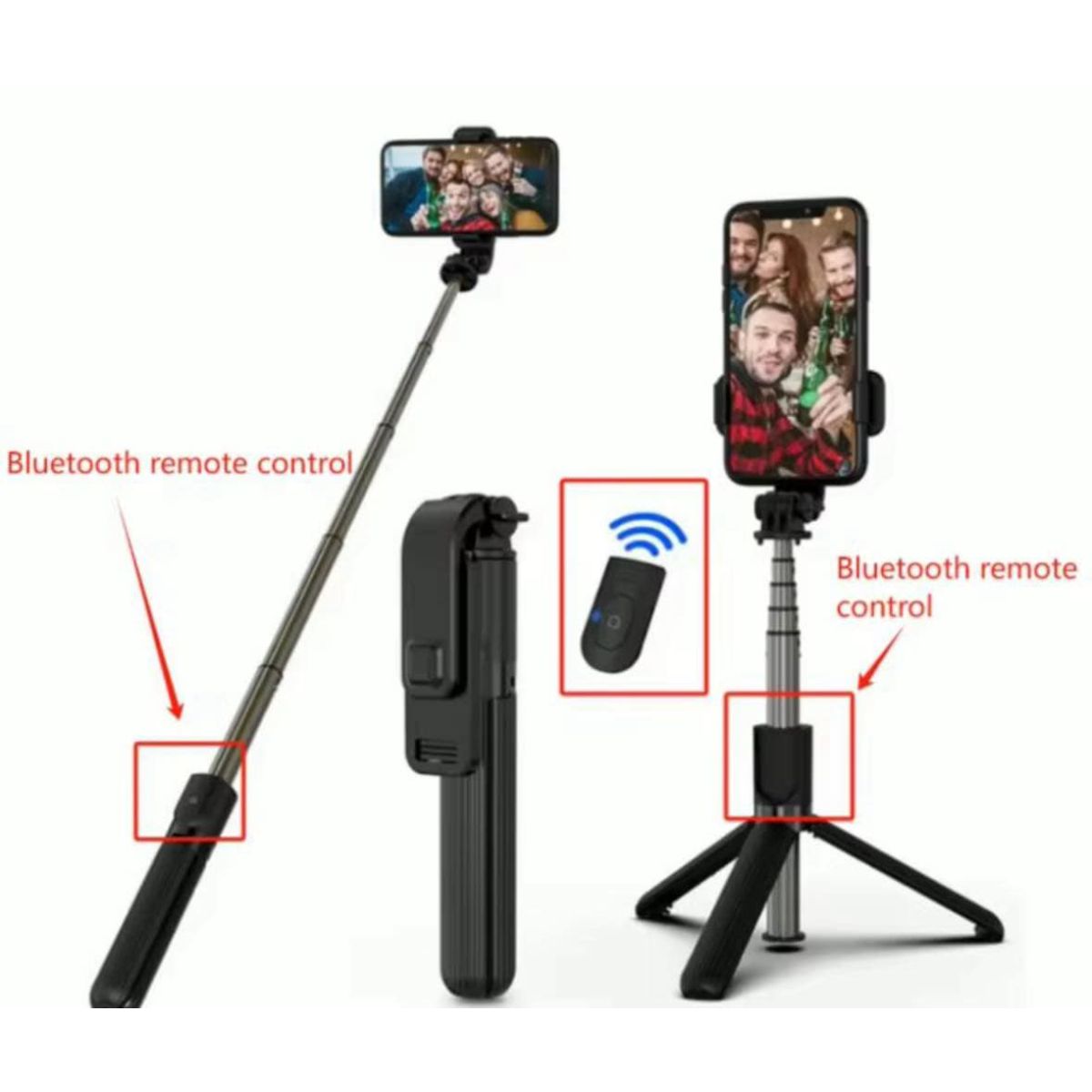 GENERICO - Tripode y Palo Selfie Con Bluetooth Inalambrico