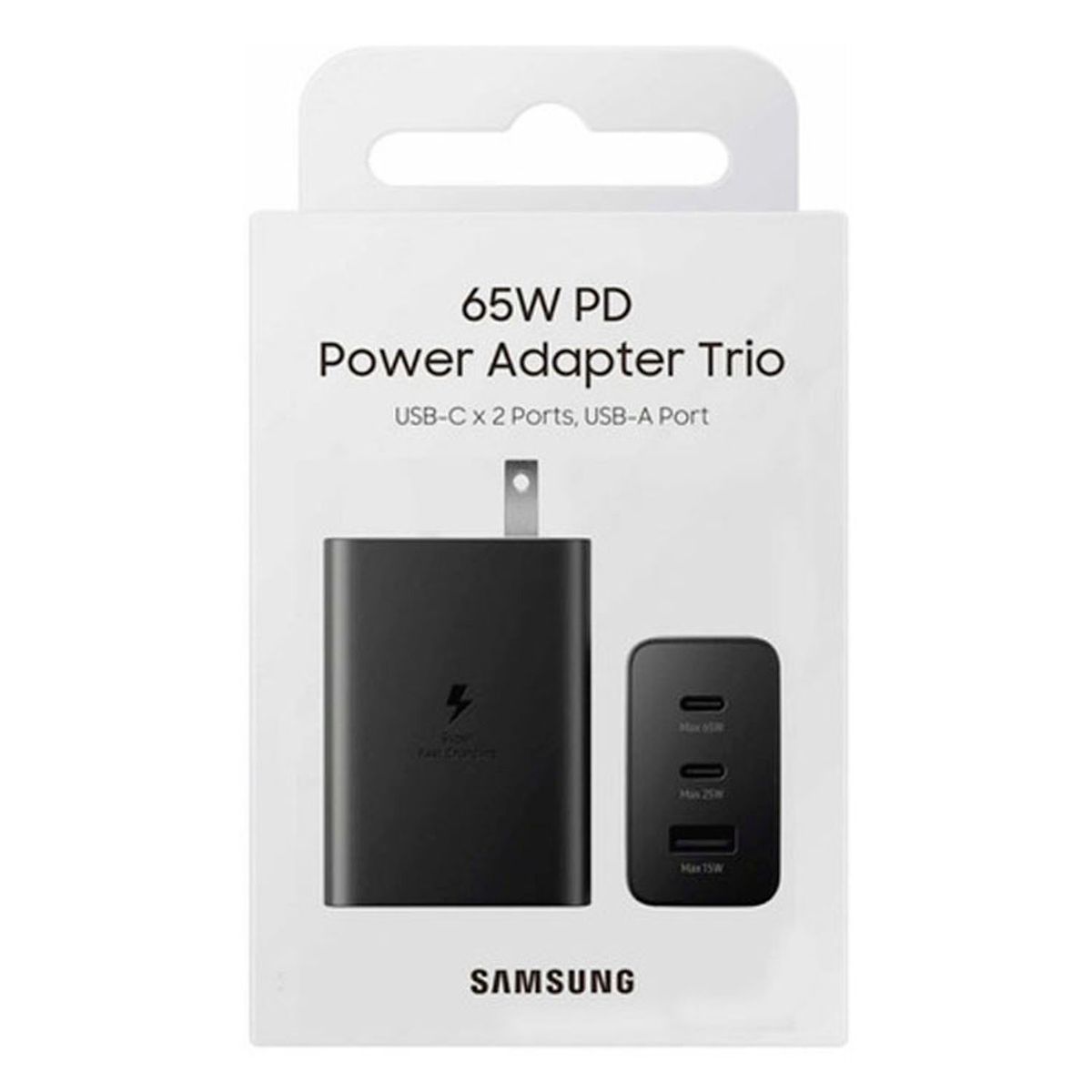 SAMSUNG - Cargador Samsung Power Adapter Trio 65W USB-C para S25 Ultra - Negro