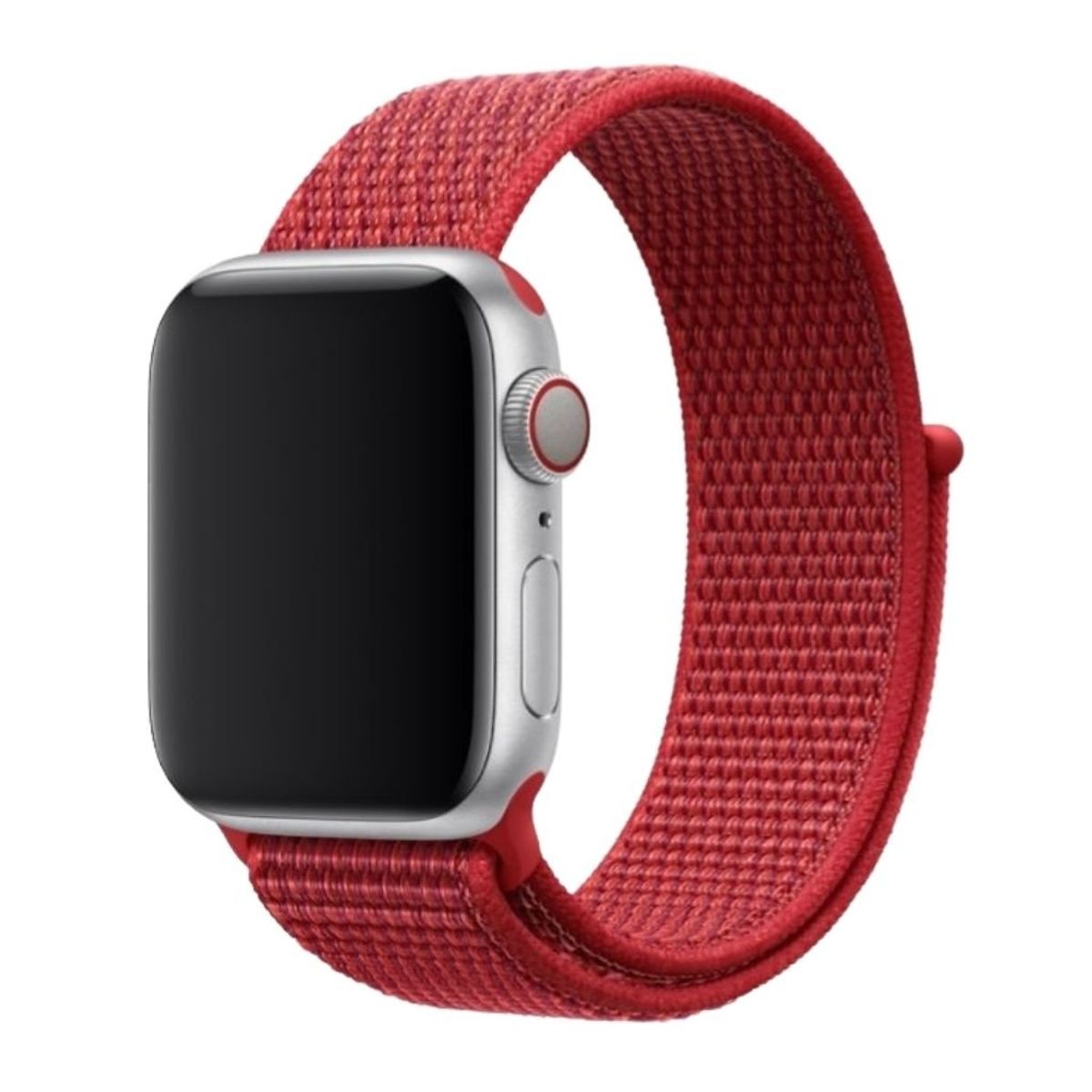 GENERICO - Correa Nylon para Apple Watch y Smartwatch 42 / 44 / 45 / 49mm Rojo